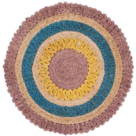 Safavieh Natural Fiber Hand Woven Round Area RugLavender & Multicolor 3 x 3 ft. NF201A-3R